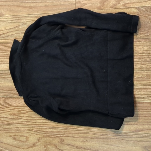 Terryl for Thalian black cotton blend button front peplum sweater, women's S - Picture 4 of 6